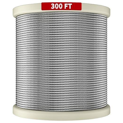 LuckIn 18" Stainless Steel Cable 300FT, T316 Aircraft Cable for Railing, Decking  Outdoor Projects - Uncoated Marine Grade