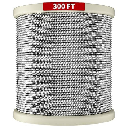 LuckIn 18" Stainless Steel Cable 300FT, T316 Aircraft Cable for Railing, Decking  Outdoor Projects - Uncoated Marine Grade