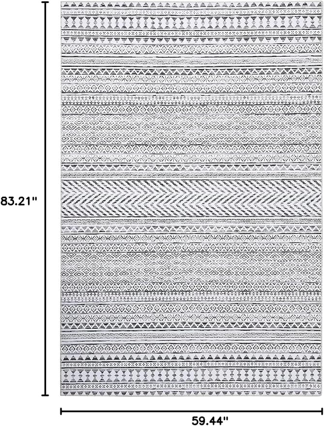 5x7 Machine Washable Area Rug Boho Geometric Area Rug Farmhouse Non-Slip Stain Resistant Modern Rug for Living Room Home Office, 5' x 7'