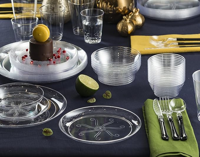 Embellish [20 Count] 6 Inch Dessert Plates Crystal Clear Disposable Heavy Duty Plastic, Ideal For Wedding, Catering, Parties, Buffets, Events, Or Everyday Use, 1 Pack