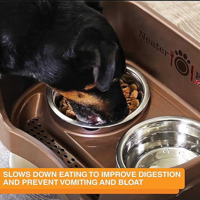 Neater Pet Brands Stainless Steel Slow Feed Dog Bowl for Fast Eating Large Breed, Metal Slow Feeder Dog Bowl Fits in Large Neater Feeders, for Puppy or Dogs (40 lbs), 3 Cup Food Capacity
