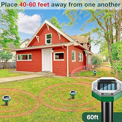 Snake Repeller Outdoors Camping, Ultrasonic Waterproof Vole Mole Repellent Solar Powered, Soinc Gopher Groundhog Chipmunk Repellent for Lawn Garden, Square 1 Pack