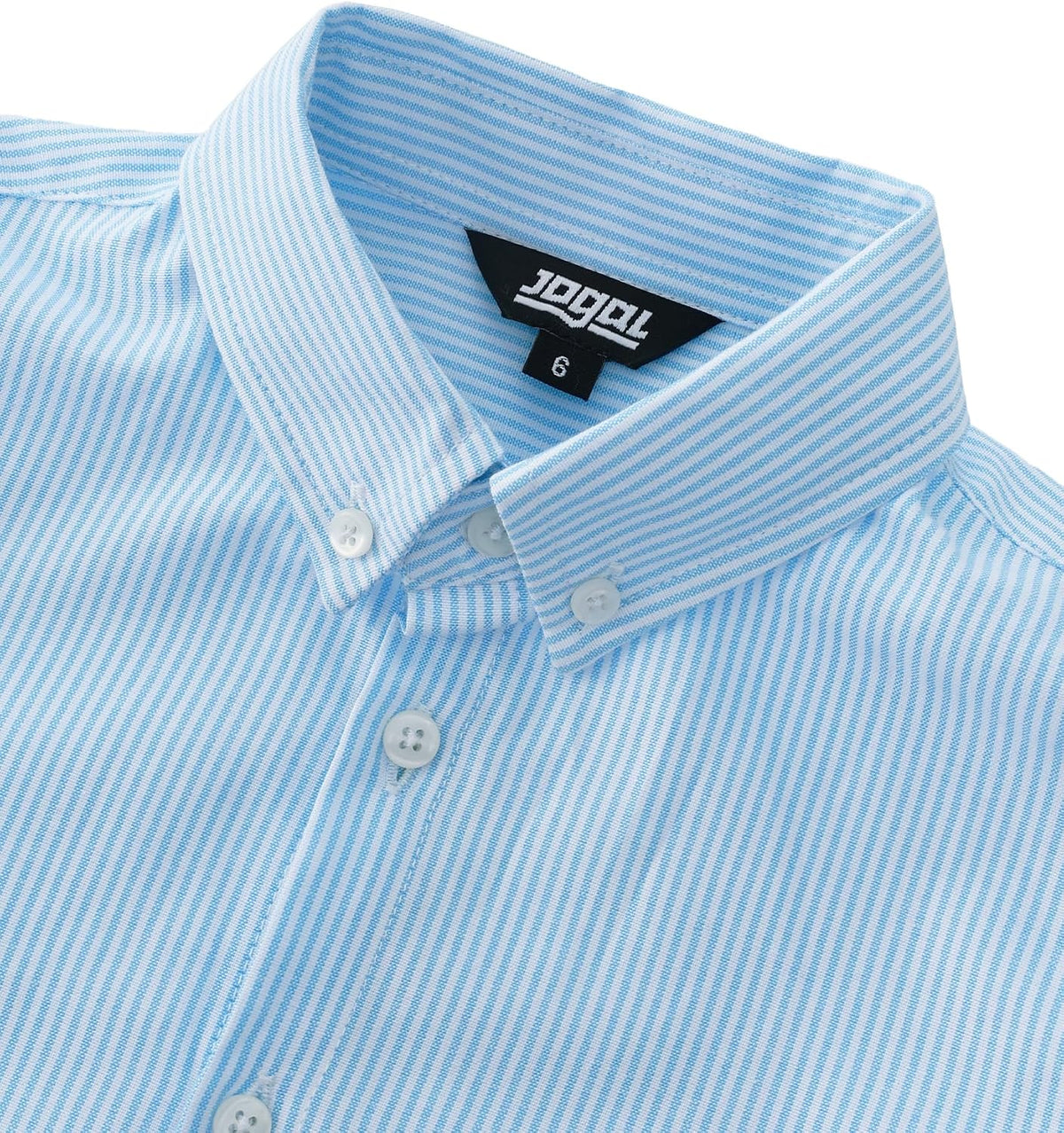 JOGAL Boys Long Sleeve Oxford Dress Shirts Casual Button Down Shirts Striped Tops for 6-14 Years