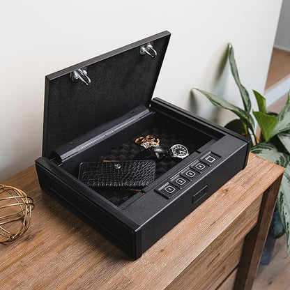 RPNB Gun Safe for Handgun, Pistol Safe with Fingerprint, Biometric Gun Safe for Handgun with Digital Keypad, Quick Access Handgun Safe for Home Nightstand Bedside, Gun Lock Box for 2 Pistols and More