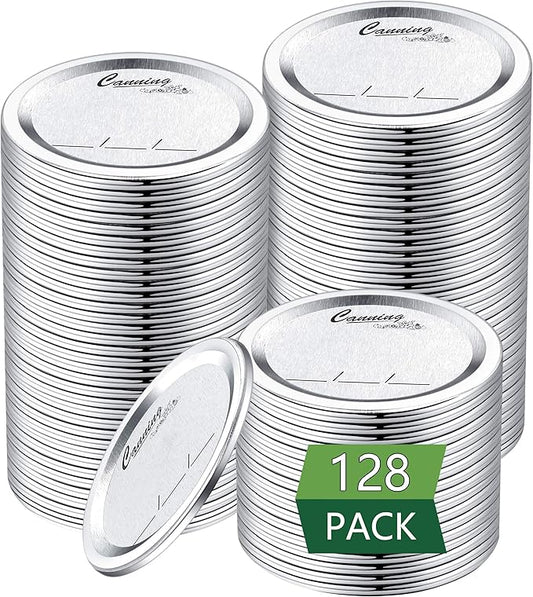 128-Count, Regular Mouth Canning Lids for Ball, Kerr Jars - Split-Type Metal Mason Jar Lids for Canning - Food Grade Material, 100 Fit  Airtight for Regular Mouth Jars