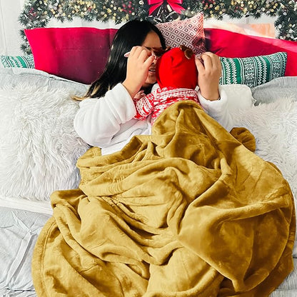 Bedsure Fleece Blankets King Size Gold Yellow - Bed Blanket Soft Lightweight Plush Cozy Fuzzy Luxury Microfiber, 108x90 inches