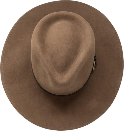 B&S Premium Lewis - Wide Brim Fedora Hat - 100% Wool Felt - Water Resistant - Leather Band