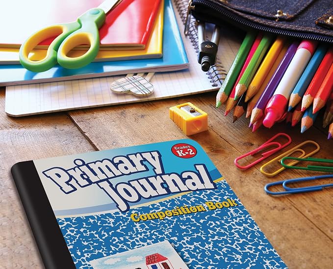 Better Office Products Primary Journal, Hardcover, Primary Composition Book Notebook - Grades K-2, 100 Sheet, One Subject, 9.75" x 7.5", Blue Cover-5 Pack