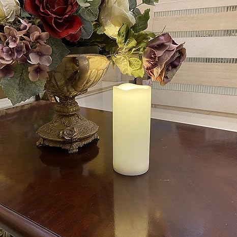 Waterproof Outdoor Flameless Pillar Candle with Timer Battery Operated Electric LED Candle Set for Gift Home Decor Party Wedding Supplies Garden Halloween Christmas Decoration, 1 Pack, 3 x 7
