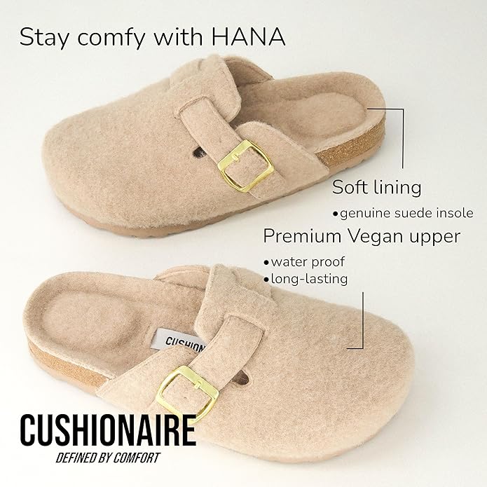 CUSHIONAIRE Hana Slip-On Buckle Clog with Cork Footbed Memory Foam, Wide Widths Available