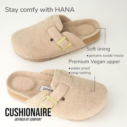 CUSHIONAIRE Hana Slip-On Buckle Clog with Cork Footbed Memory Foam, Wide Widths Available