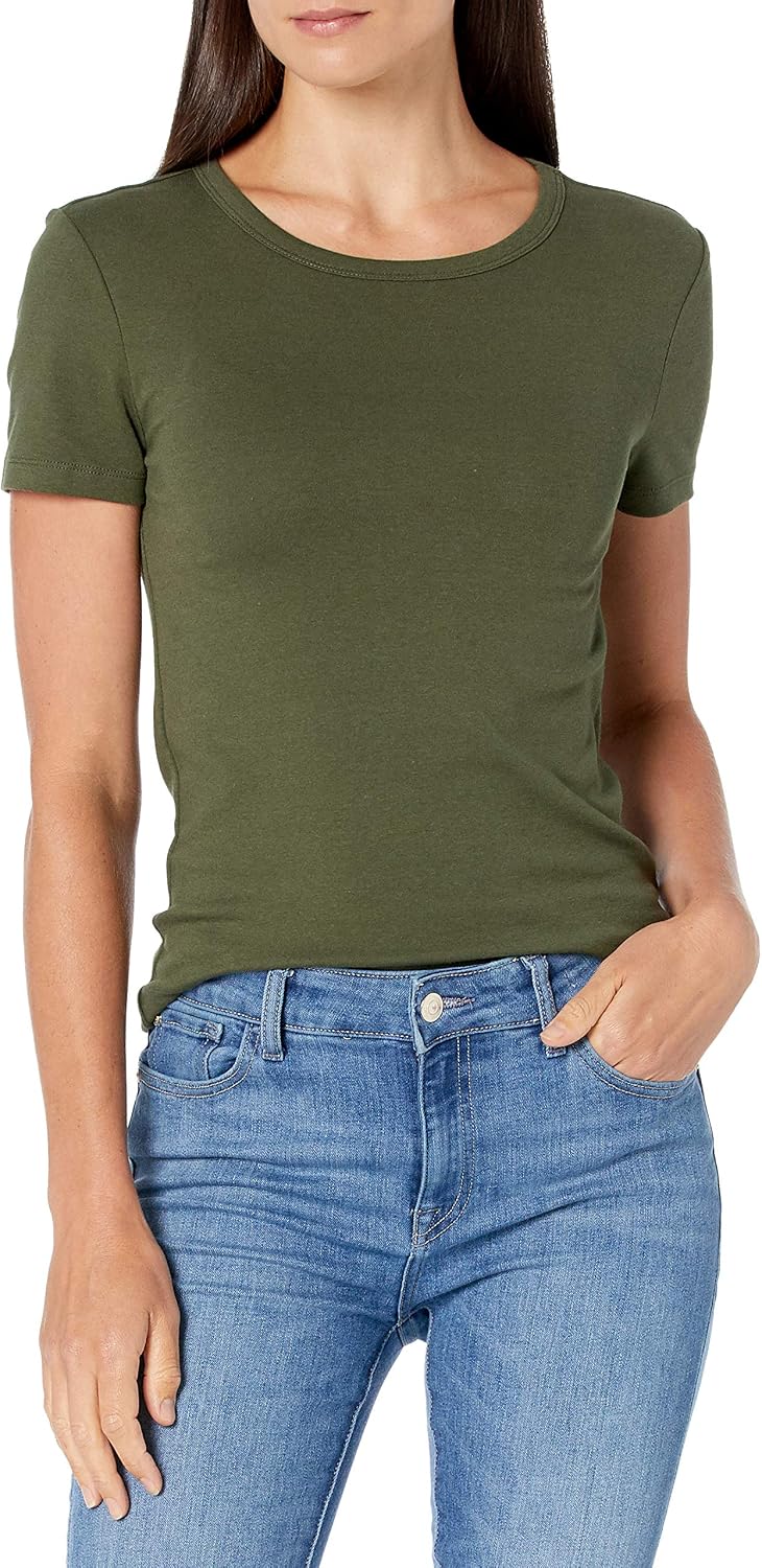 Essentials Women's Slim-Fit Short-Sleeve Crewneck T-Shirt, Pack of 2