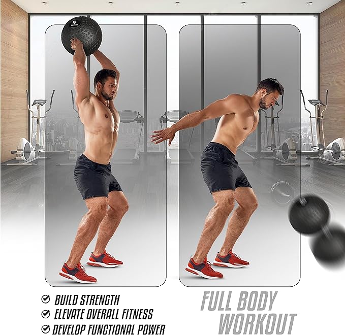 Yes4All Slam Balls Upgraded, 10-12lb Medicine Ball Weight, Durable PVC Sand Filled Workout Dynamic Medicine Ball for Core Strengthen