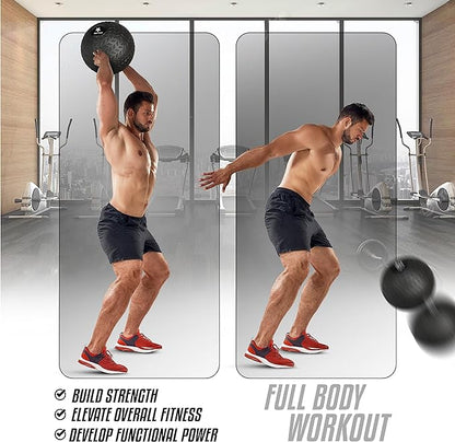 Yes4All Slam Balls Upgraded, 10-12lb Medicine Ball Weight, Durable PVC Sand Filled Workout Dynamic Medicine Ball for Core Strengthen