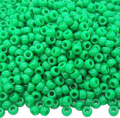 1000Pcs Pony Beads Bracelet 9mm Green Plastic Barrel Pony Beads for Necklace,Hair Beads for Braids,Key Chain,Jewelry Making (Green)