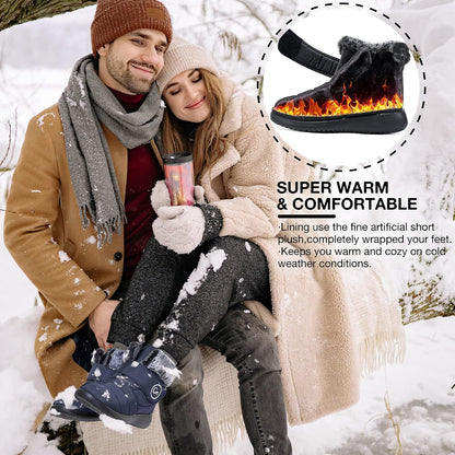 Women Winter Snow Boots: Fur Lined Warm Slip On Boots for Women Waterproof Booties Comfortable Outdoor