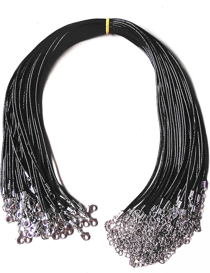 Glory Qin 10pcs Black Leather Necklace Cord Chain 1.5mm 2" Extension Chain