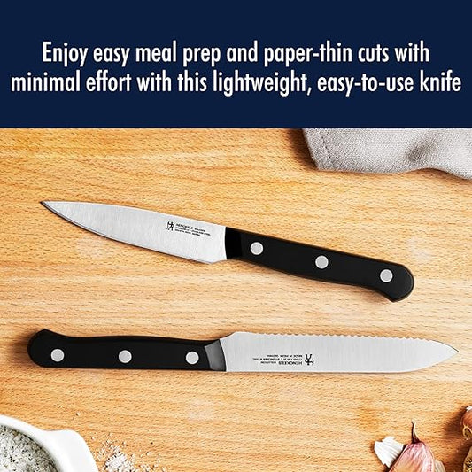 HENCKELS Solution Razor-Sharp 4-inch Compact Chef Knife, German Engineered Informed by 100 Years of Mastery, BlackStainless Steel