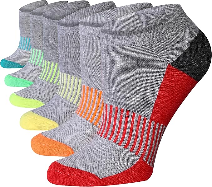 Tipi Toe Women's Athletic Cushioned Comfort Ankle Socks With Arch Support, Mesh Design. Perfect for Running & Sports (6 Pack)