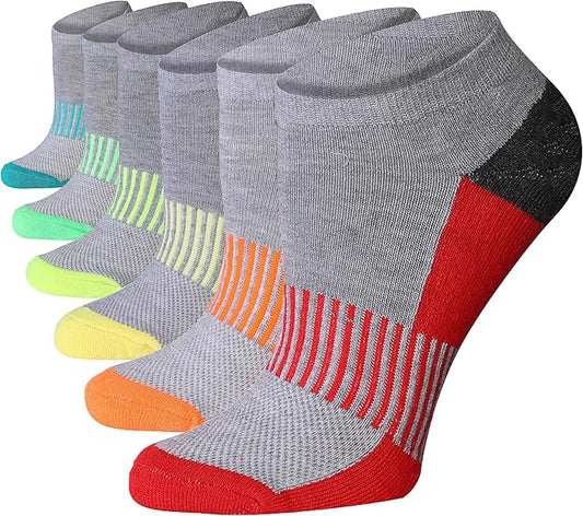 Tipi Toe Women's Athletic Cushioned Comfort Ankle Socks With Arch Support, Mesh Design. Perfect for Running & Sports (6 Pack)