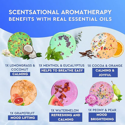 Cleverfy Shower Steamers Aromatherapy for Women and Men  Self-Care Shower Bombs for Stress Relief and Relaxation  6 Tablets