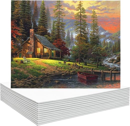 FIXSMITH Canvas Boards for Painting 8x10 Inch, Super Value 12 Pack White Blank Canvas Panels, 100% Cotton Primed, Painting Art Supplies for Professionals, Hobby Painters, Students & Kids