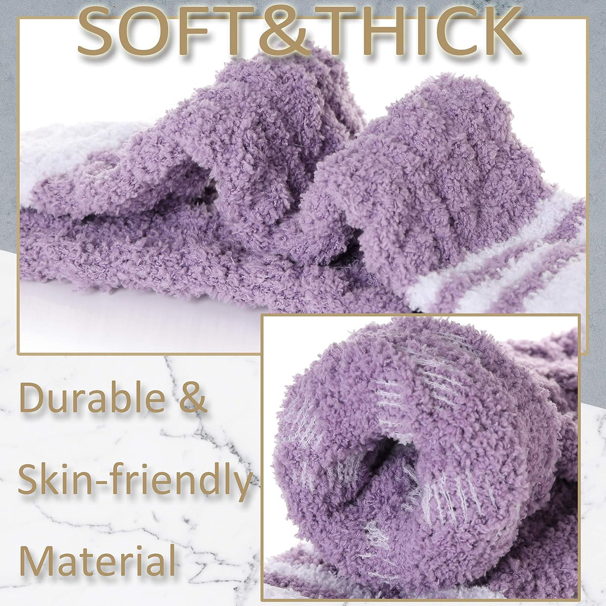 EBMORE Womens Fuzzy Socks Fleece Fluffy Cabin Plush Warm Sleep Soft Cozy Winter Adult Socks 6 Packs ( Candy Color Stripe )