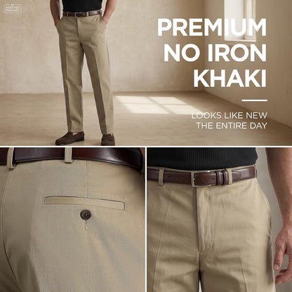 Haggar Men's Premium No Iron Khaki Classic Fit Flat Front Casual Pant (Regular and Big & Tall Sizes)