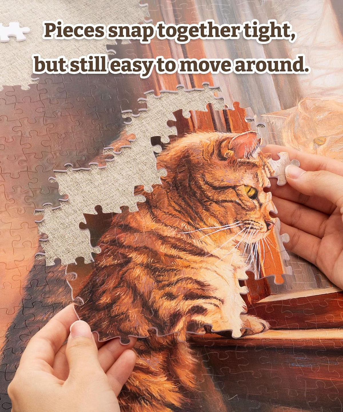 PieceRelax PieceClicks Plastic Jigsaw Puzzle for Adults 750 Pieces - Nyangsongi - Cats Night Tour - 18.8 X 18.7 Inches, Most Satisfying Table Games, No Glue Needed [U1056]