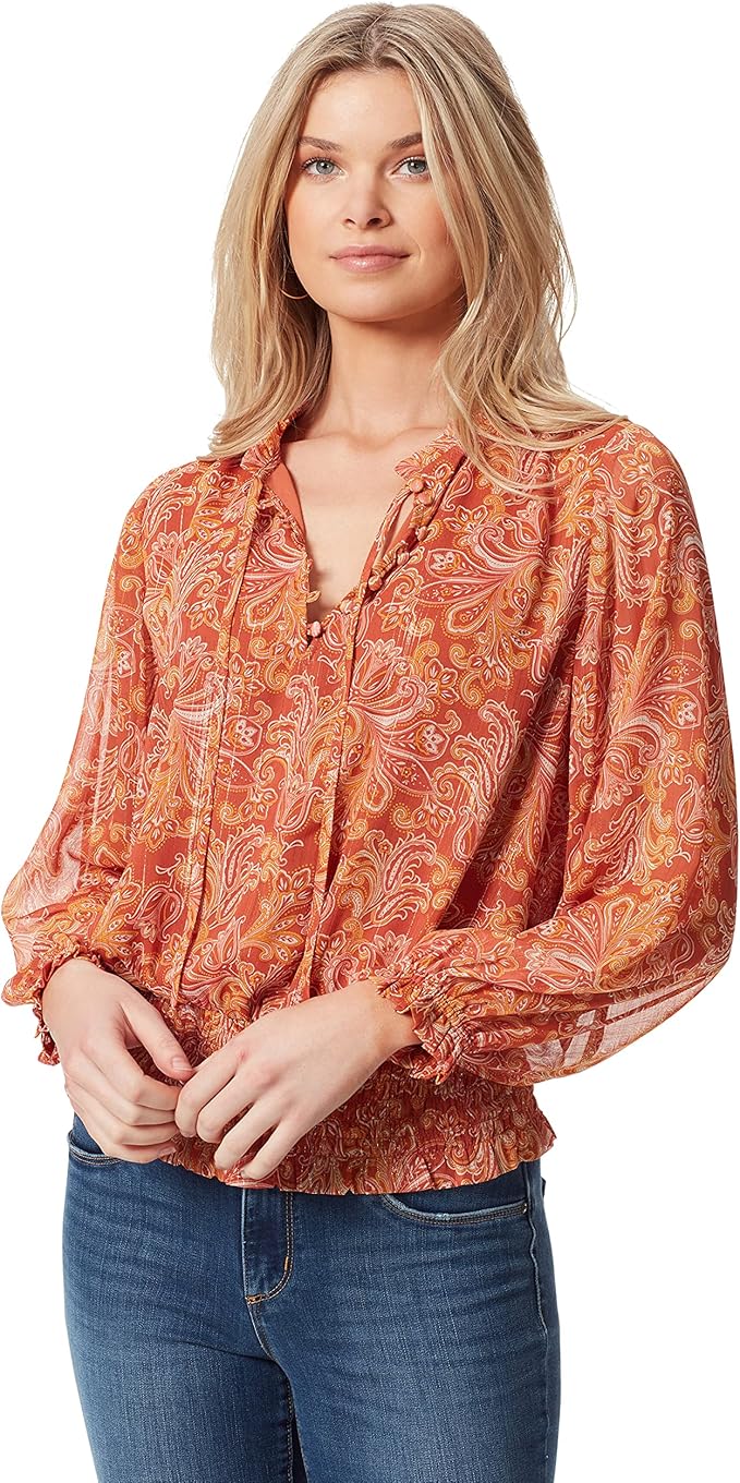 Jessica Simpson Women's Emery Bell Sleeve Smock Waist Blouse