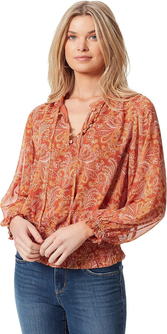 Jessica Simpson Women's Emery Bell Sleeve Smock Waist Blouse