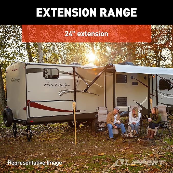 Lippert Manual RV Scissor Jack Kit, 5,000 lbs. 24" Extended, 4-1/4" Retracted, Universal Bolt-on or Weld-on for Travel Trailer, 5th Wheel, Stable Bow-Tie Base, Crank Handle Sold Separately - 285325