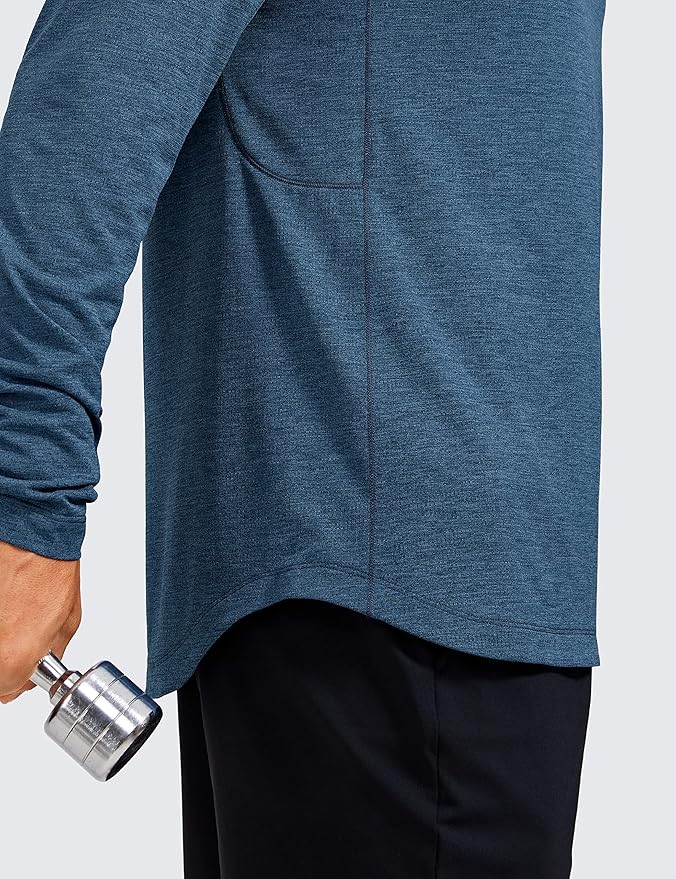 CRZ YOGA Lightweight Long Sleeve Shirts for Men Moisture Wicking Quick Dry T-Shirt Workout Running Basic Tee Tops