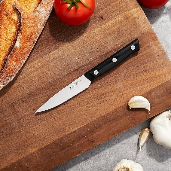 HENCKELS Dynamic Razor-Sharp 4-inch Paring Knife, German Engineered Informed by 100 Years of Mastery, BlackStainless Steel