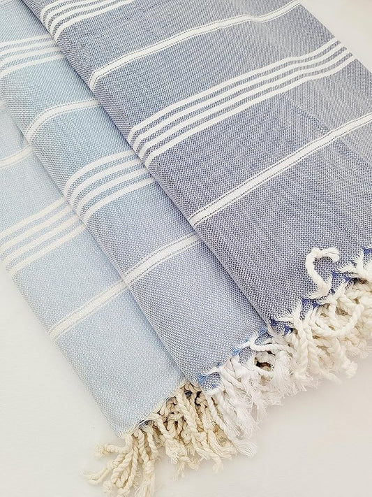Beach Bath Towel Prewashed, Original Turkish Cotton Soft Peshtemal Towels,40x70 Inch Extra Large