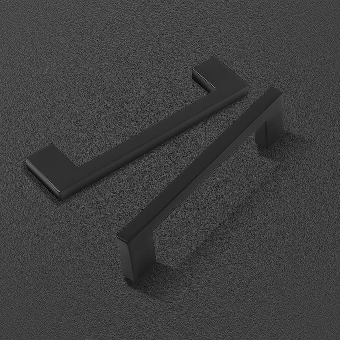 Cabinet Pulls Brushed Nickel Cabinet Handles Square Drawer Pulls, 2 Pack 5 Inch Stainless Steel Kitchen Door Cupboard Cabinet Handles, Drawer Hardware Handles, 128mm Hole Centers