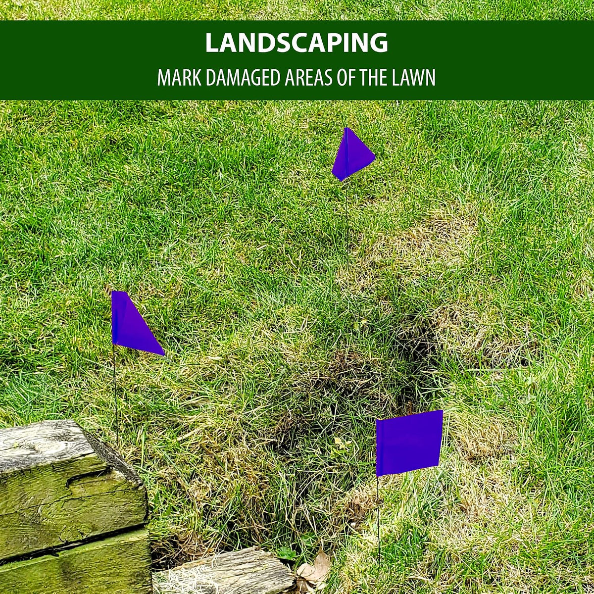 Purple Marking Flags 100 Pack - 4x5x30 Inch Purple Flags for Yard - Markers For Lawn, Irrigation, Landscaping, Survey & Sprinkler Head Marking