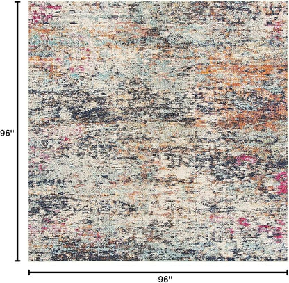 SAFAVIEH Madison Collection 8' Square BlackGold MAD460Z Modern Abstract Non-Shedding Living Room Dining Bedroom Area Rug