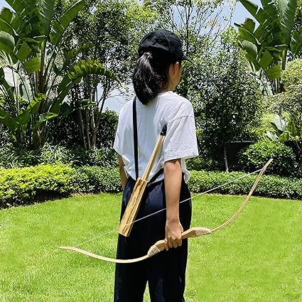 Kids Bow and Arrow Set, 32 Inch Archery Set Handmade Wooden Toy Bow and Arrow for Kids 4-6 8-12, Cosplay Game Costume Prop Play, 1 Bows 1 Quivers and 10 Wood Arrows, Gifts for Youth Boys  Girls