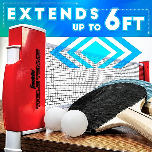 Franklin Sports Table Tennis to Go Portable Ping Pong Set - Table Top Ping Pong Net + (2) Paddles - Ping Pong Balls Included - 2 Players