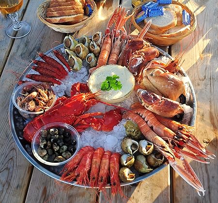Shrimp Cocktail Serving Dish and Bowl With Ice - Elegant and Large Platter for Seafood, Oysters, Crawfish, Veggies, Fruits, Salads.