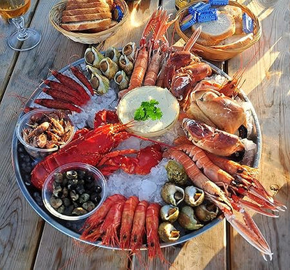 Shrimp Cocktail Serving Dish and Bowl With Ice - Elegant and Large Platter for Seafood, Oysters, Crawfish, Veggies, Fruits, Salads.