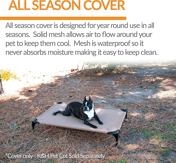 KH Pet Products All Weather Pet Cot Replacement Cover Tan Medium 32 X 25 Inches