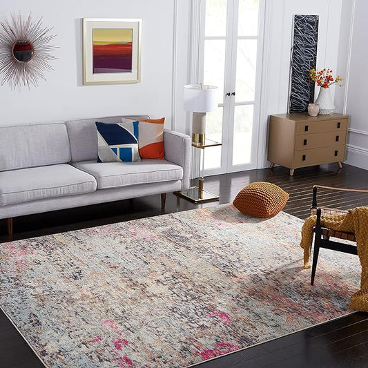 SAFAVIEH Madison Collection 8' Square BlackGold MAD460Z Modern Abstract Non-Shedding Living Room Dining Bedroom Area Rug