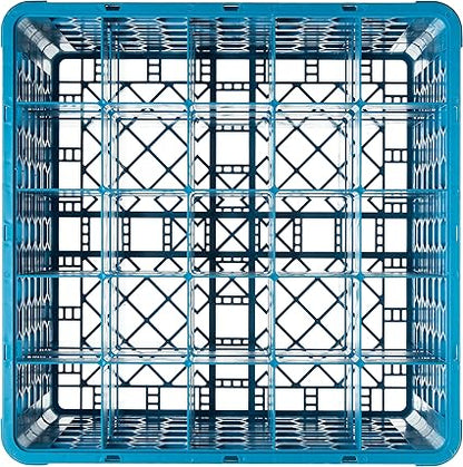 Carlisle FoodService Products RG25-414 OptiClean 25 Compartment Glass Rack with 4 Extenders, 10.3", Polypropylene, Blue