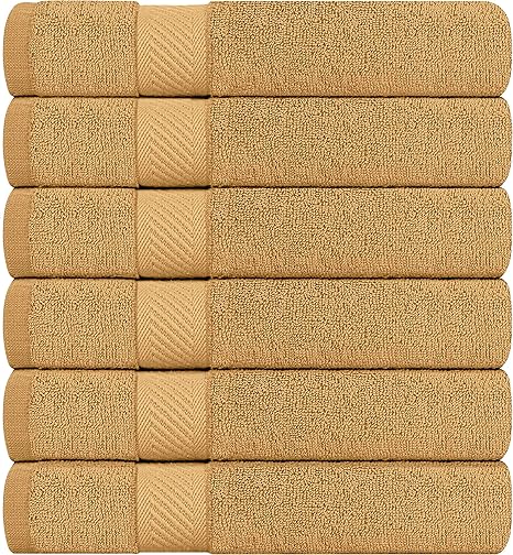 Utopia Towels 6 Pack Small Bath Towel Set, 24 by 48 Inches, 500 GSM 100 Ring Spun Cotton, Lightweight and Highly Absorbent Quick Drying Premium Towels for Hotel, Spa and Bathroom, Beige