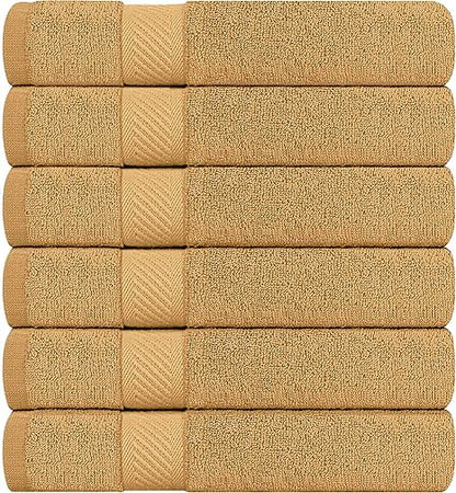 Utopia Towels 6 Pack Small Bath Towel Set, 24 by 48 Inches, 500 GSM 100 Ring Spun Cotton, Lightweight and Highly Absorbent Quick Drying Premium Towels for Hotel, Spa and Bathroom, Beige