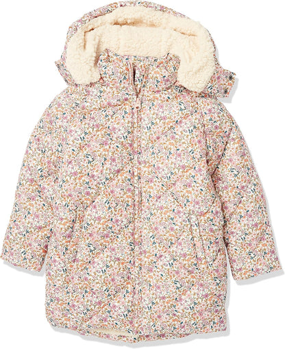 Size XXL Essentials Girls and Toddlers' Long Quilted Cocoon Puffer Coat