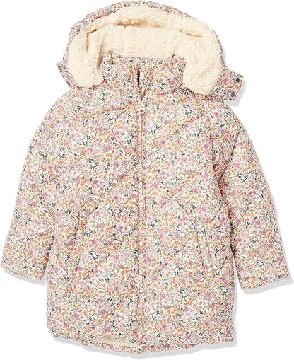 Size XXL Essentials Girls and Toddlers' Long Quilted Cocoon Puffer Coat