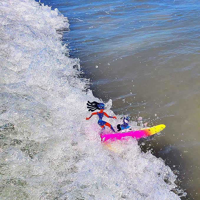 Surfer Dudes Legends  Surfer Pets Wave Powered Mini-Surfer, Pet and Surfboard Beach Toy - Voss Victoria and Bulken